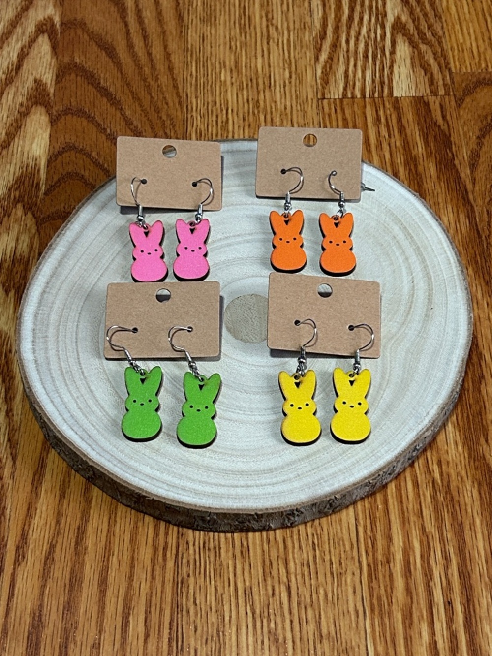 Lot of Peeps Colorful Bunny Earrings Set Hypo Fishhook Clasp Rubber Backs